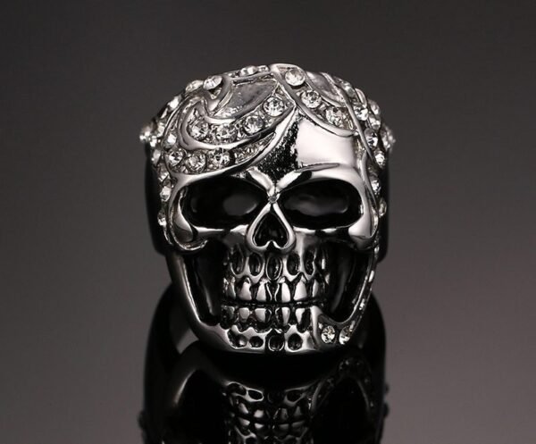 Iced Out Silver Skull Ring - Image 2