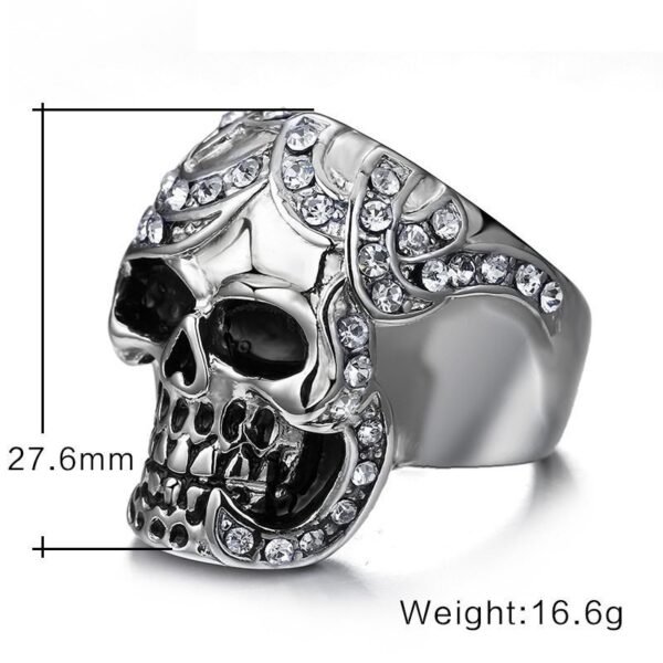 Iced Out Silver Skull Ring - Image 7