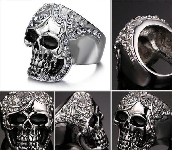 Iced Out Silver Skull Ring - Image 6