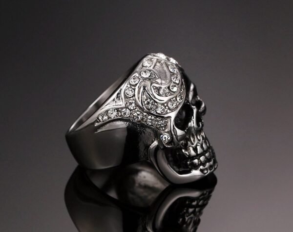 Iced Out Silver Skull Ring - Image 3