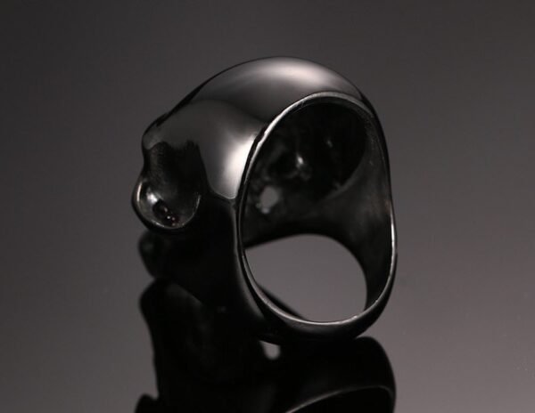 Classic Blue eyes Spooky Black Skull Ring - Image 5