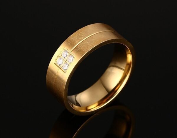 Gold Quad Diamond Men’s Wedding Band - Image 2