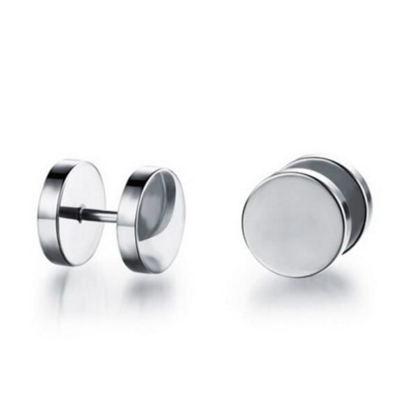 Silver Stainless Steel 8mm Reversible Screw Back Earring ME-029