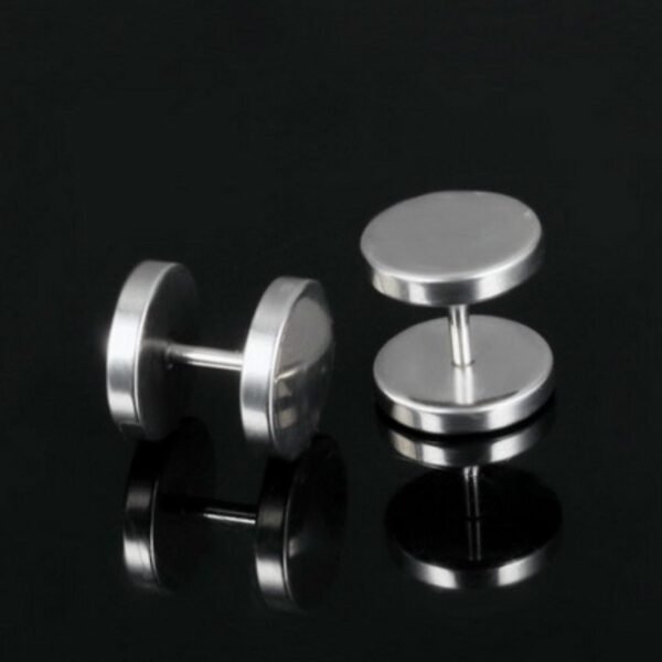 Silver Stainless Steel 8mm Reversible Screw Back Earring ME-029 - Image 2