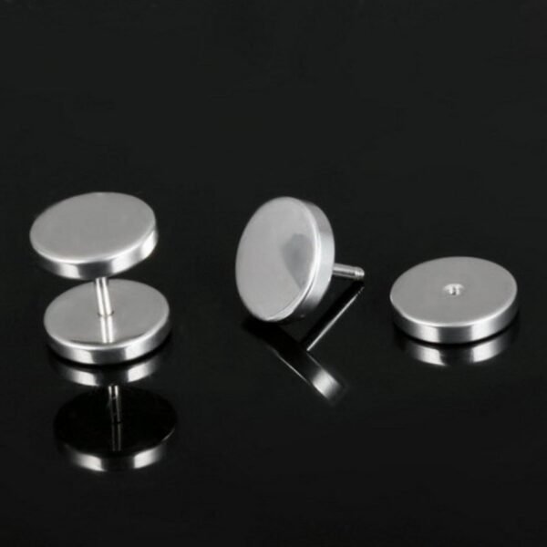 Silver Stainless Steel 8mm Reversible Screw Back Earring ME-029 - Image 4