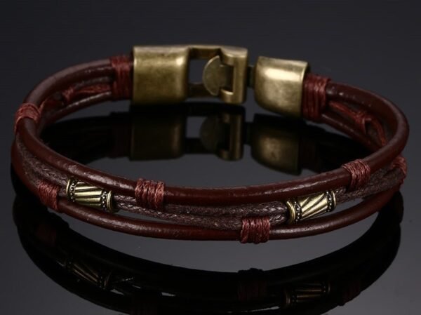 Retro Style Genuine Leather Bracelet - Image 2
