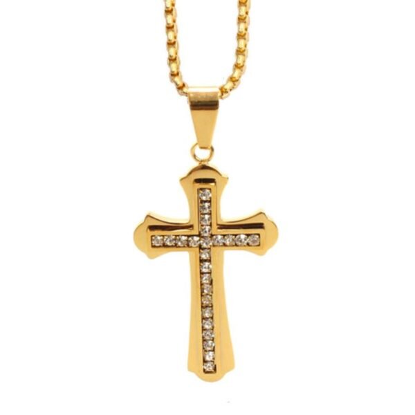 Gold Iced out Cross Chain