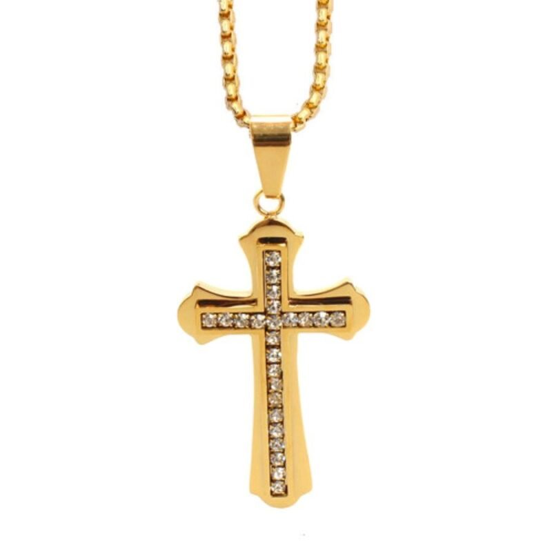Gold Iced out Cross Chain