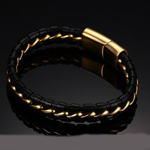 Dazire Woven Magnetic Clasp Leather Bracelet - Image 3