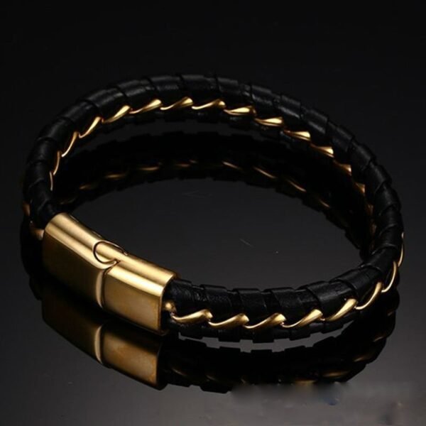 Dazire Woven Magnetic Clasp Leather Bracelet - Image 5