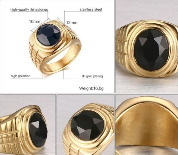 Black Stone Retro Jubilee Ring - Image 6