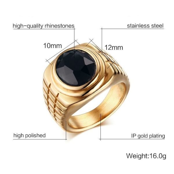 Black Stone Retro Jubilee Ring - Image 2