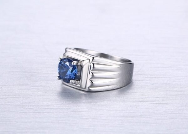 Classic Silver Blue Sapphire Stone Ring - Image 5