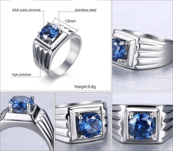 Classic Silver Blue Sapphire Stone Ring - Image 11