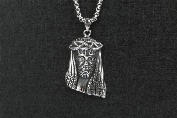 Vintage Medium Silver Jesus Piece Chain - Image 2