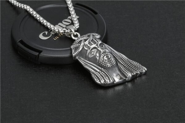 Vintage Medium Silver Jesus Piece Chain - Image 4