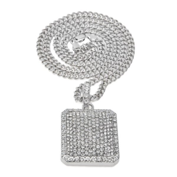 Iced Flooded Cube Pendant with Cuban Chain - Image 2