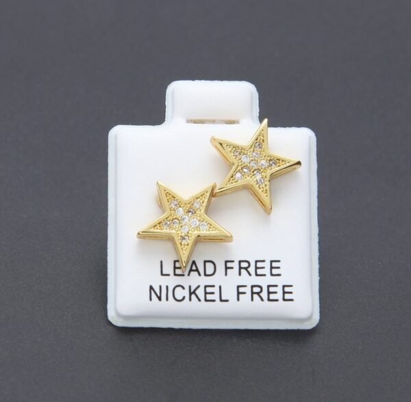 Gold Finish AAA Lab Diamond Star Shape Stud Earring ME-030 - Image 5