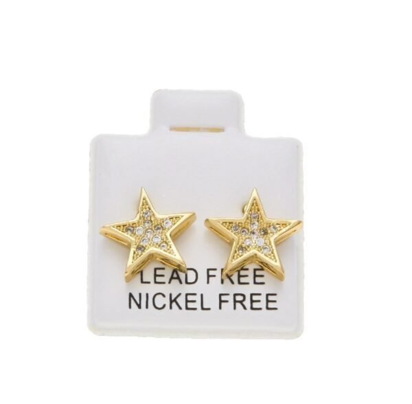 Gold Finish AAA Lab Diamond Star Shape Stud Earring ME-030 - Image 2