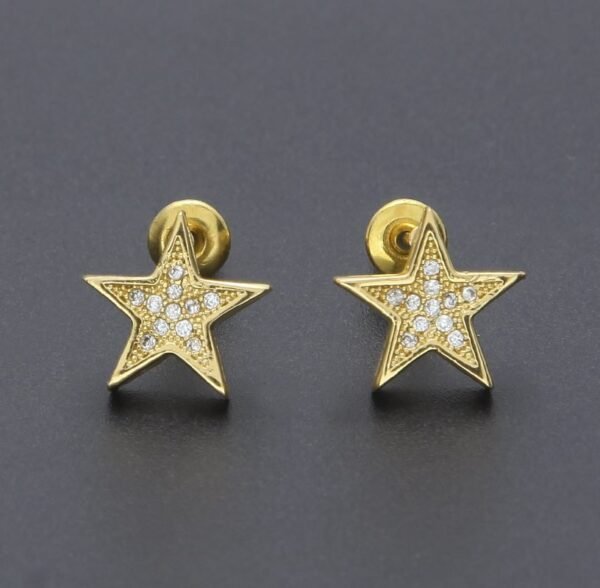 Gold Finish AAA Lab Diamond Star Shape Stud Earring ME-030