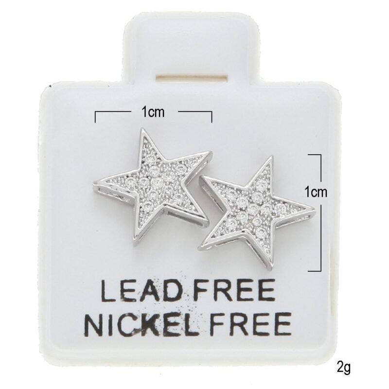 Silver Lab Diamond Star Earring ME-046 - Image 6
