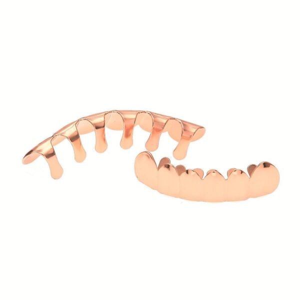 Classic Plain Rose Gold Shiny Teeth Grills - Image 2