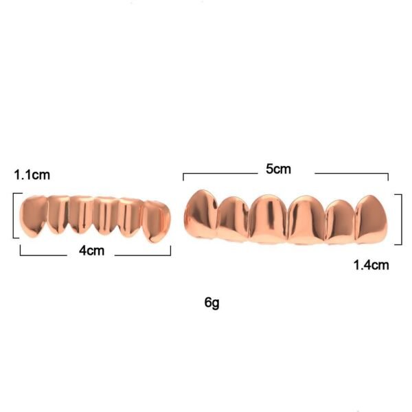 Classic Plain Rose Gold Shiny Teeth Grills - Image 5
