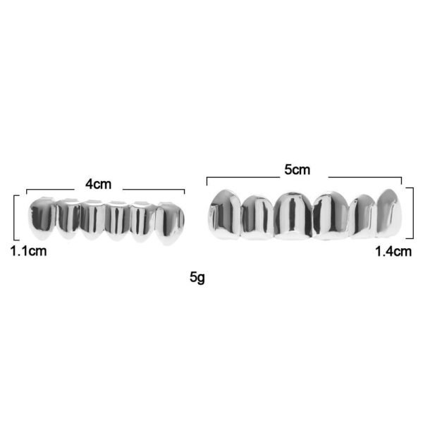 Classic Plain Silver Teeth Grills Set - Image 3