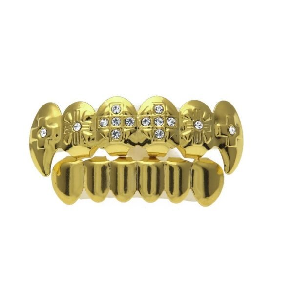 Iced Out Cross Gold Plated OG Tooth Grills