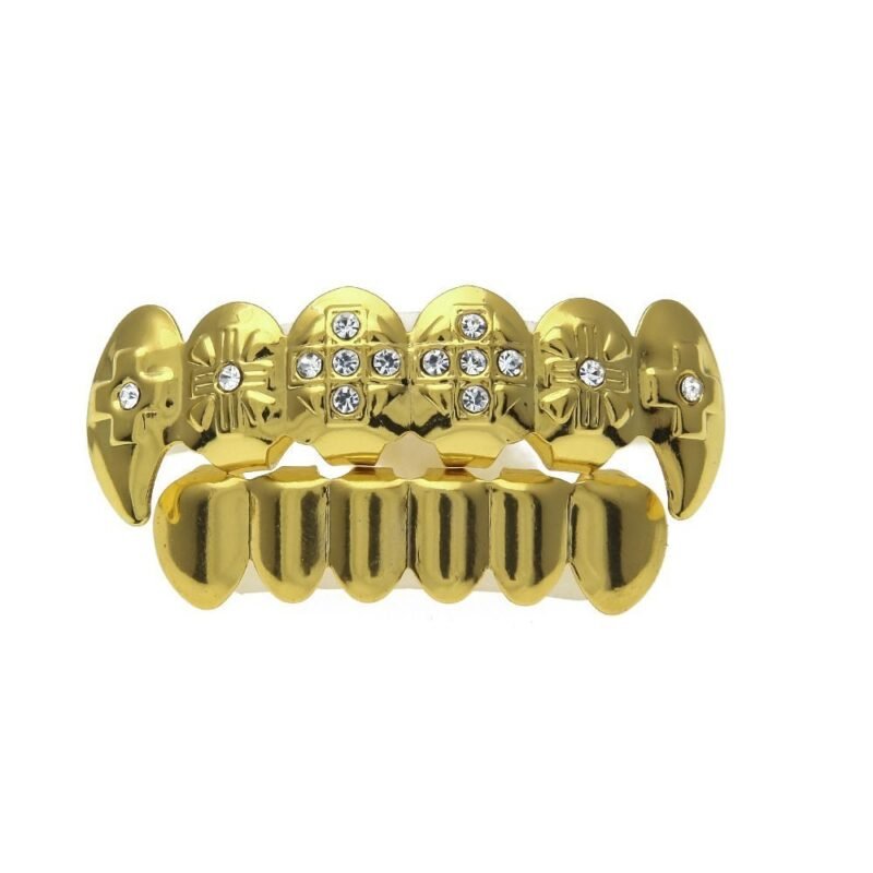 Iced Out Cross Gold Plated OG Tooth Grills