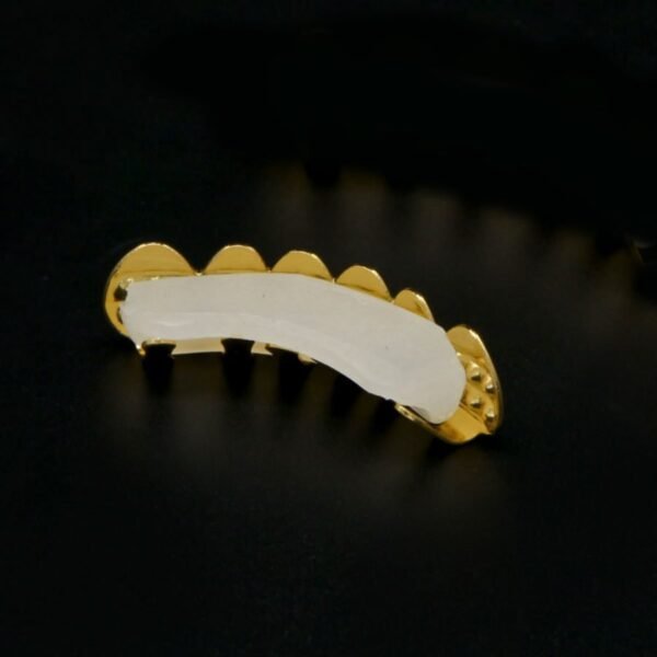 Gold Plated Double Row Iced Out Bottom Tooth Grillz GRZ-019 - Image 3