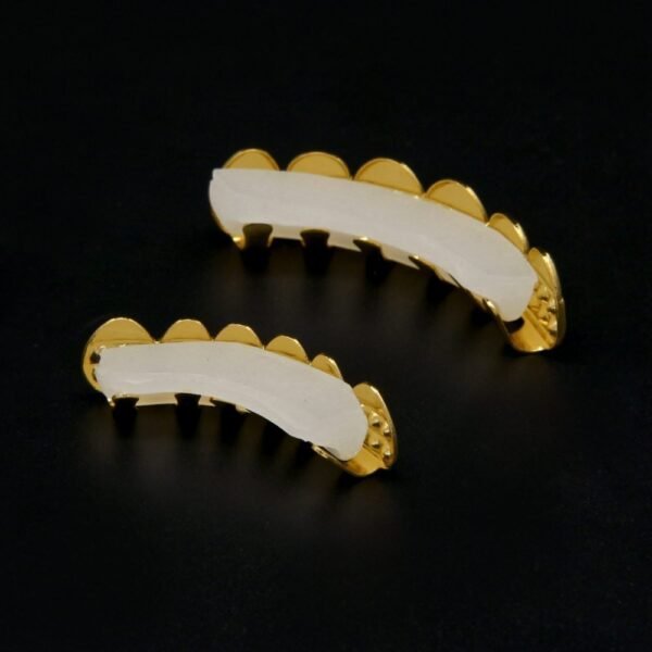 Double Row Iced Gold Top and Bottom Teeth Grillz - Image 3