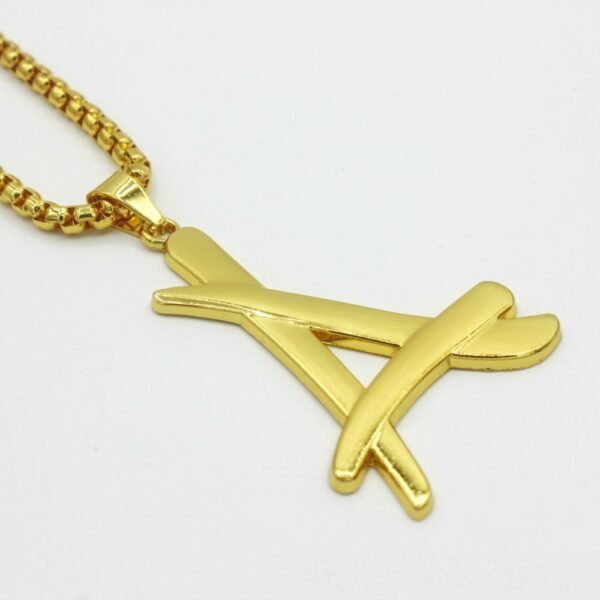 Gold Funky Font Initial Letter "A" with Chain - Image 2