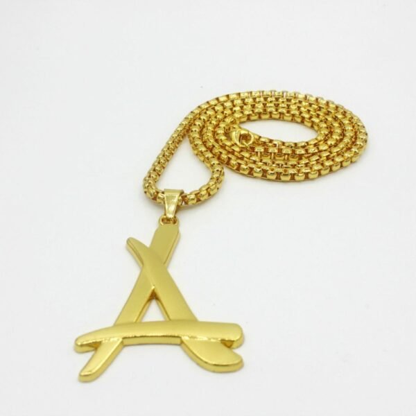 Gold Funky Font Initial Letter "A" with Chain - Image 4