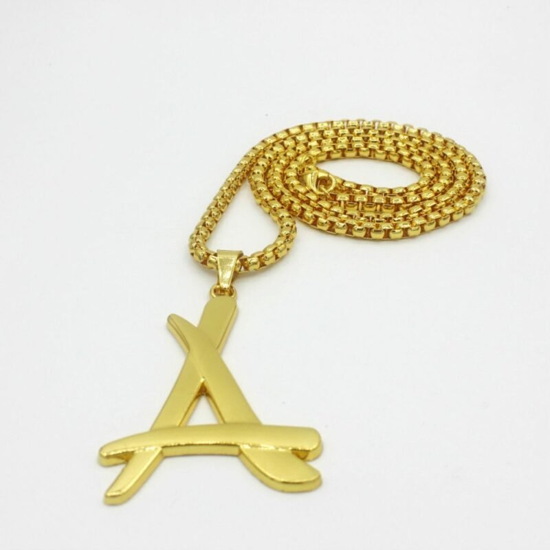 Gold Funky Font Initial Letter "A" with Chain - Image 4