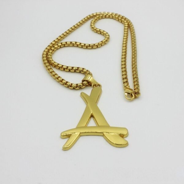 Gold Funky Font Initial Letter "A" with Chain - Image 5