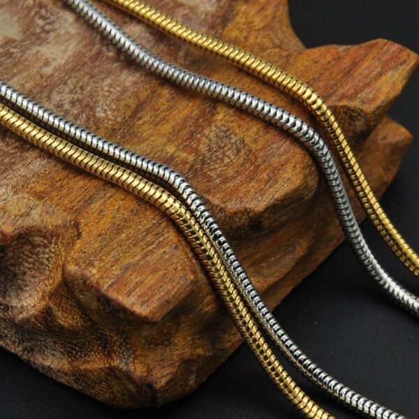 Gold Stainless Steel 3mm Classic Cocoon Snake Chain NC-019 - Image 3