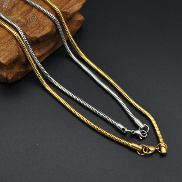 Gold Stainless Steel 3mm Classic Cocoon Snake Chain NC-019 - Image 4