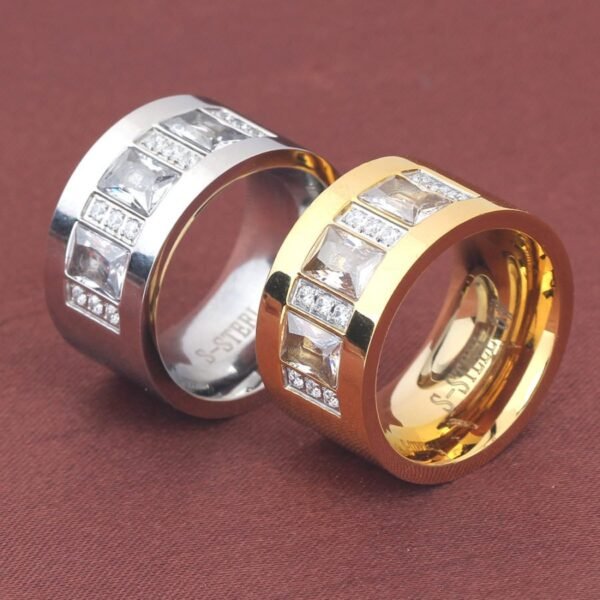 Silver Ultra Wide Baguette Diamond Band - Image 6