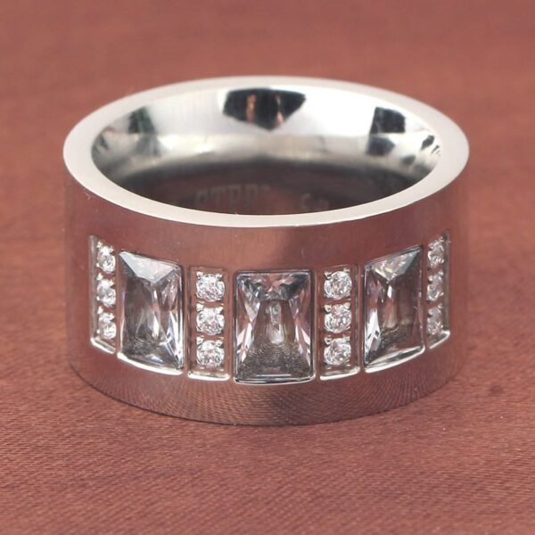 Silver Ultra Wide Baguette Diamond Band - Image 2