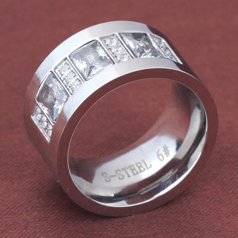 Silver Ultra Wide Baguette Diamond Band - Image 4