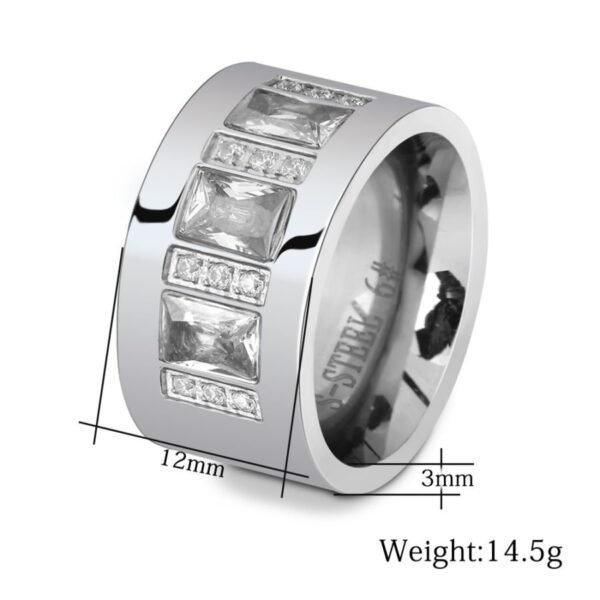 Silver Ultra Wide Baguette Diamond Band - Image 5