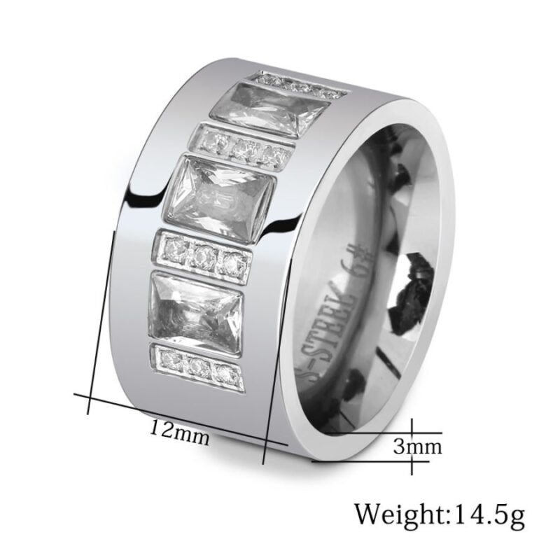 Silver Ultra Wide Baguette Diamond Band - Image 5