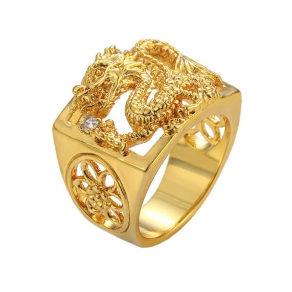 Vintage 22krt Malaysia Gold Finish 3D Dragon Ring