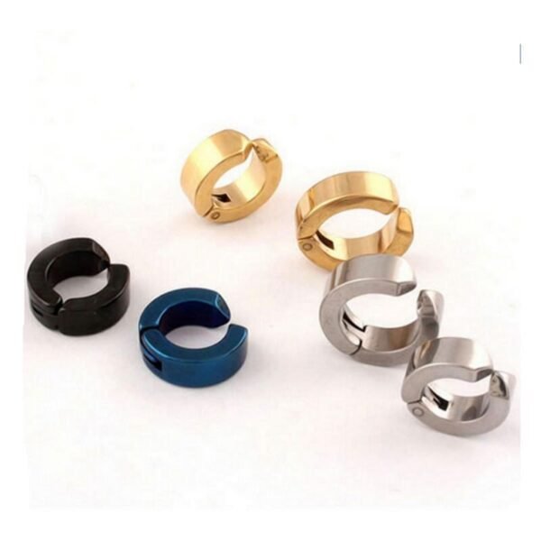 Gold Stainless Steel Clip On Hoop Earrings (No piercing) ME-058 - Image 3