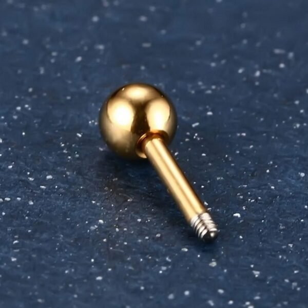 Gold Simple Reversible Ball Screw Earrings - Image 5