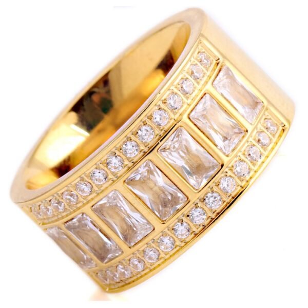 Gold Ultra Wide Baguette Diamond Band - Image 3