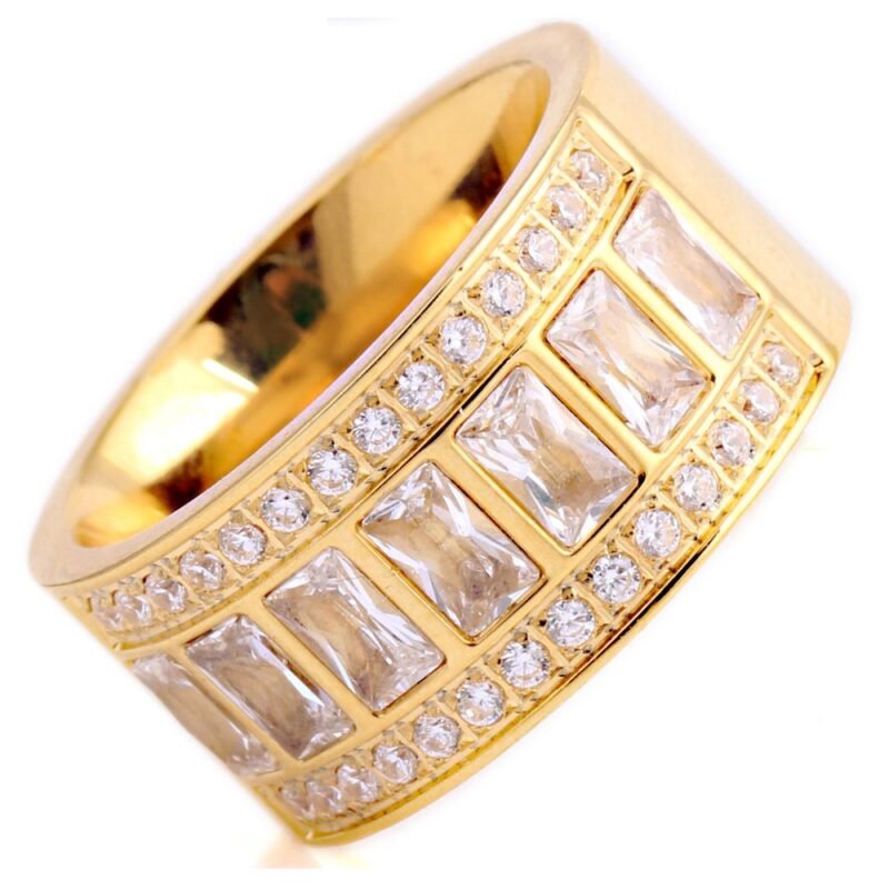 Gold Ultra Wide Baguette Diamond Band - Image 3