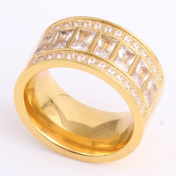 Gold Ultra Wide Baguette Diamond Band - Image 4
