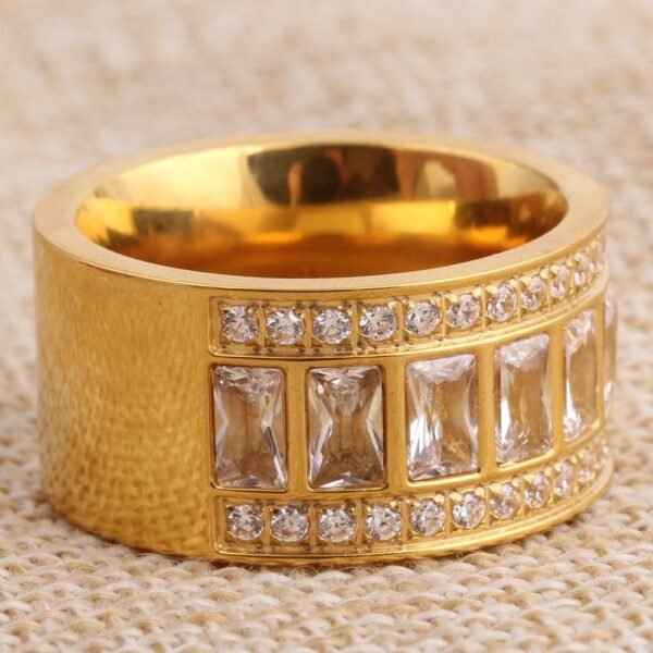 Gold Ultra Wide Baguette Diamond Band - Image 5
